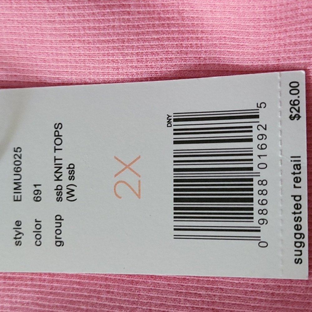 Lizwear Pink V-Neck Rib Tee 2X - Picture 8 of 8